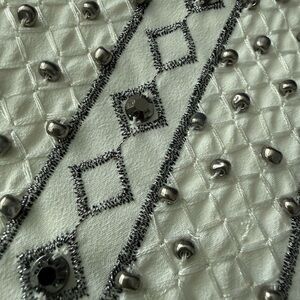 Club Monaco Black and White Beaded Mini Skirt